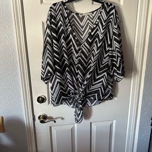 Plus size sheer tie up blouse